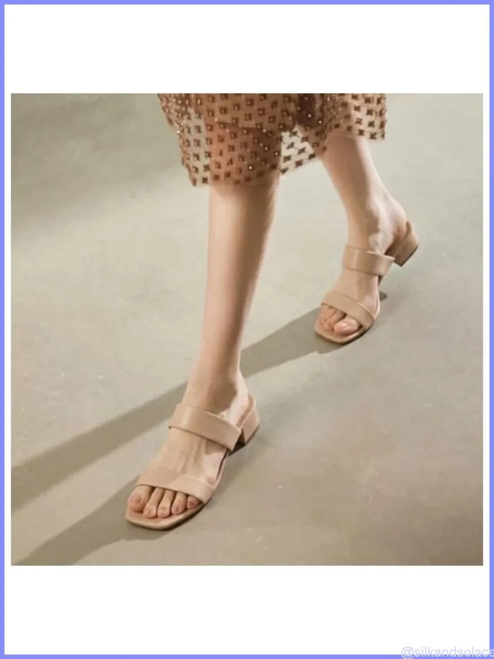 Women's Low Heel Sandals Wide Fit Square Toe 1.4 Inch Block Heel Casual Slip On